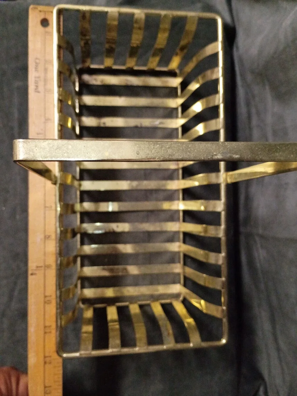 Vintage Brass Basket With Adjustable Handle Size 12 Long x6 Wide x6 Tall Or 12.5